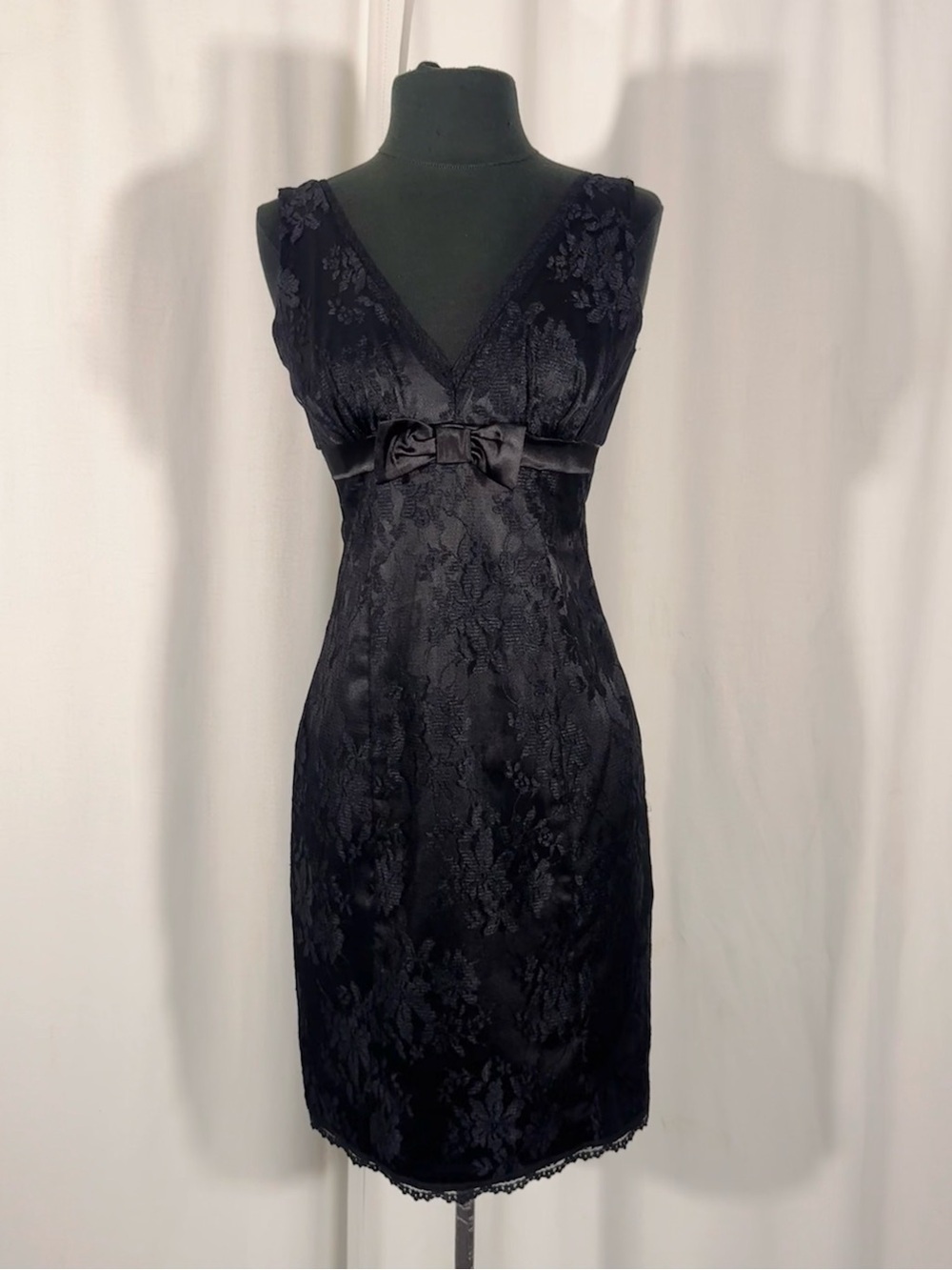 Y2K Black Floral Lace Midi Dress